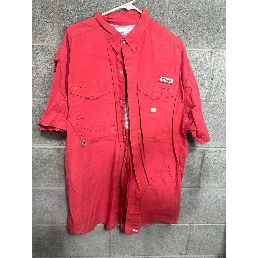 Columbia PFG Men's Button Down Vented Fishing Shirt Red Cotton Outdoor Size XXL